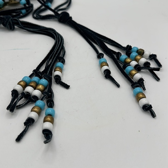 Concho belt | gold, black, blue, white | beaded